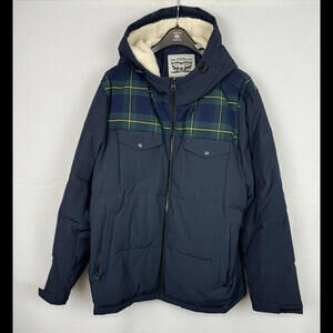 Levi's Heavyweight Mid-Length Puffer Jacket Plaid Blue Size XXL